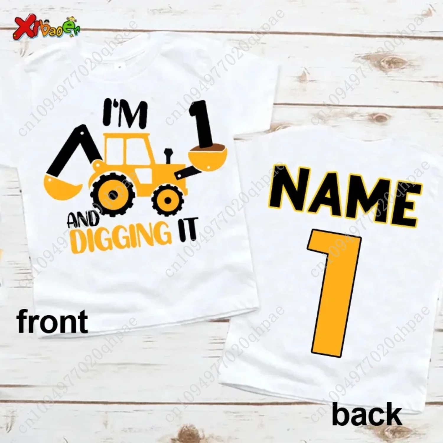 Aangepaste naam 1-11 jaar oude print 2 zijden T-shirt bouw verjaardag shirt jongens T-shirt dump truck shirt graafmachine tshirt