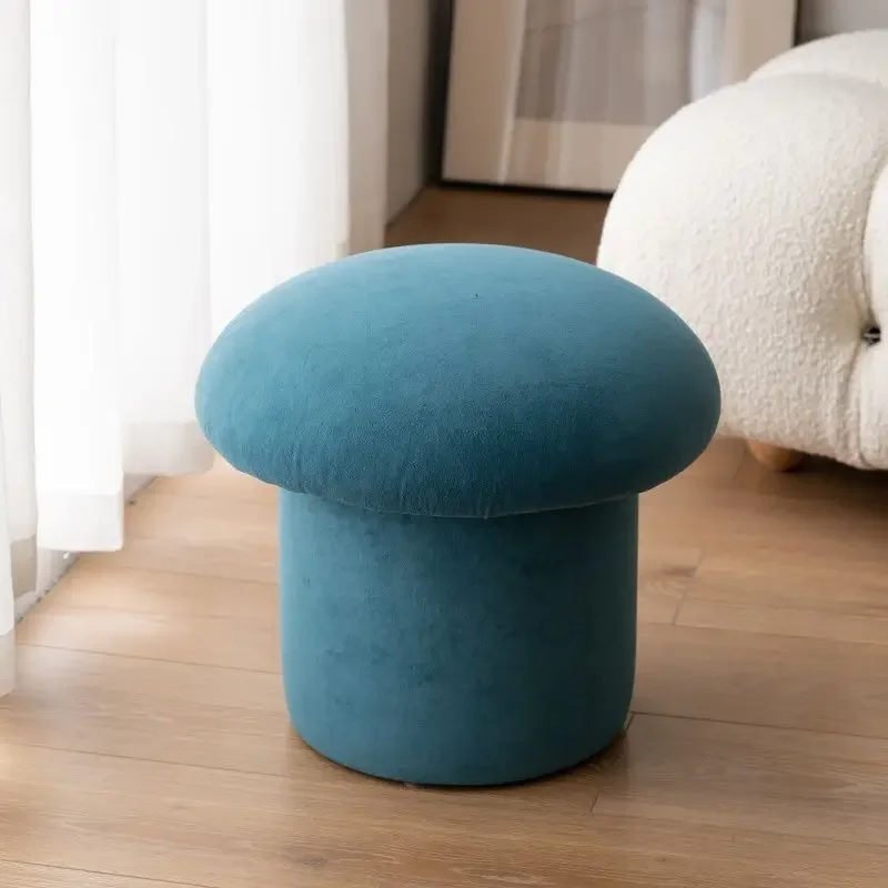 

Cloth Household Shoes Stool Mushroom Shape Round Small Rounds Shoes Stool Dressing Stool Bedroom Ottomans Living Room Furniture