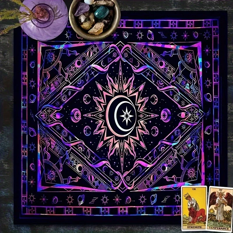Mandala Flower Tarot Card Tablecloth Sun Tai Chi Divination Cloth Oracle Card Mat Home Decor