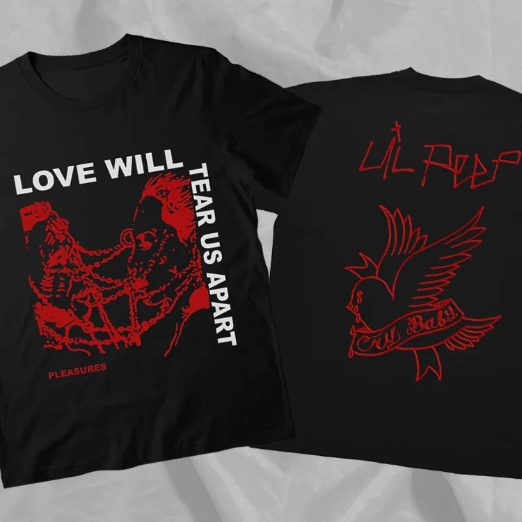 Lil Peep Love Will Tear Us Apart Red Black Double Sided T-Shirt