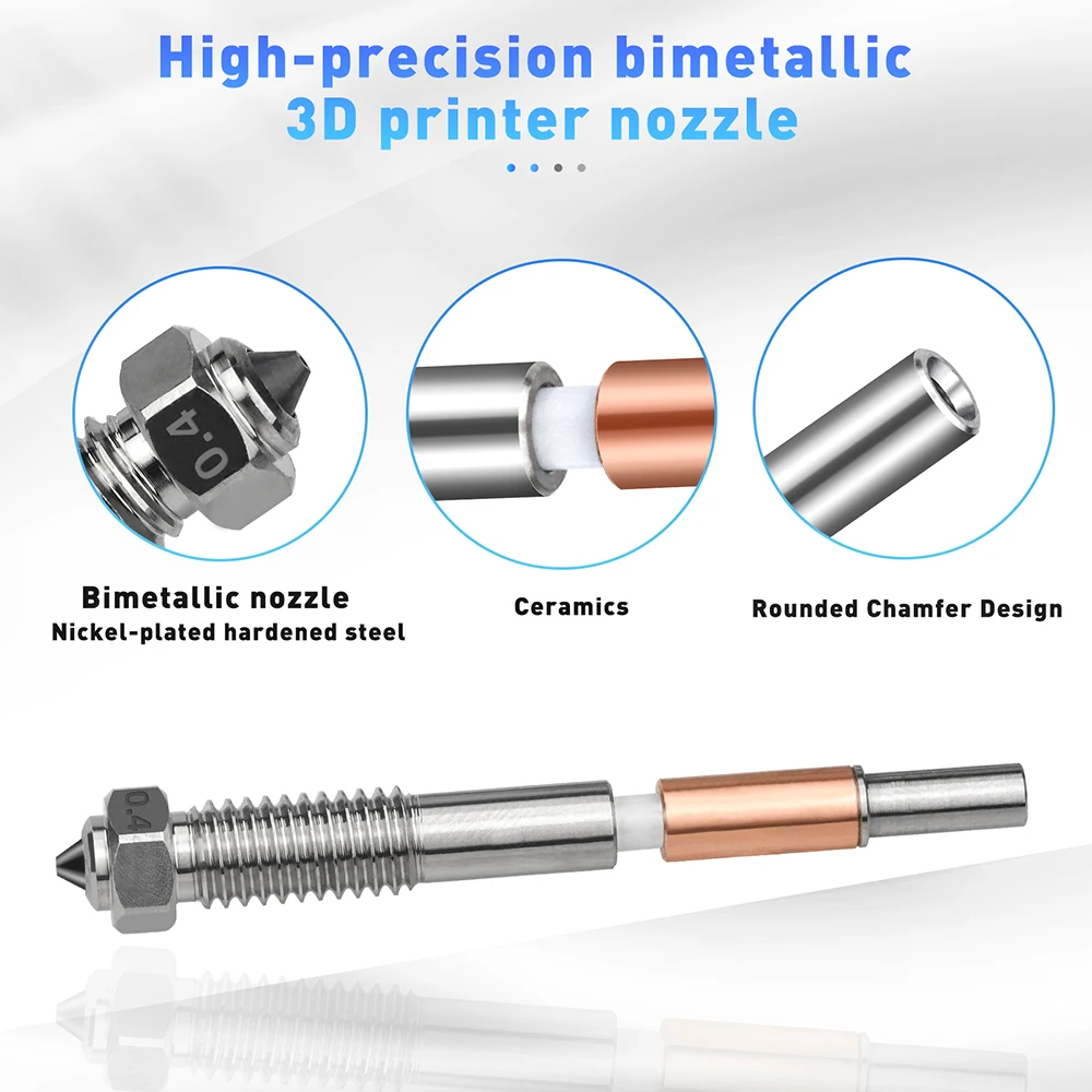 Düse für QIDI Plus4 Q2/Q2C Bimetall-Hotend-Düsen 0,2/0,4/0,6/0,8mm Keramik-Isolierung Integration 3D-Drucker-Zubehör – Detail 2