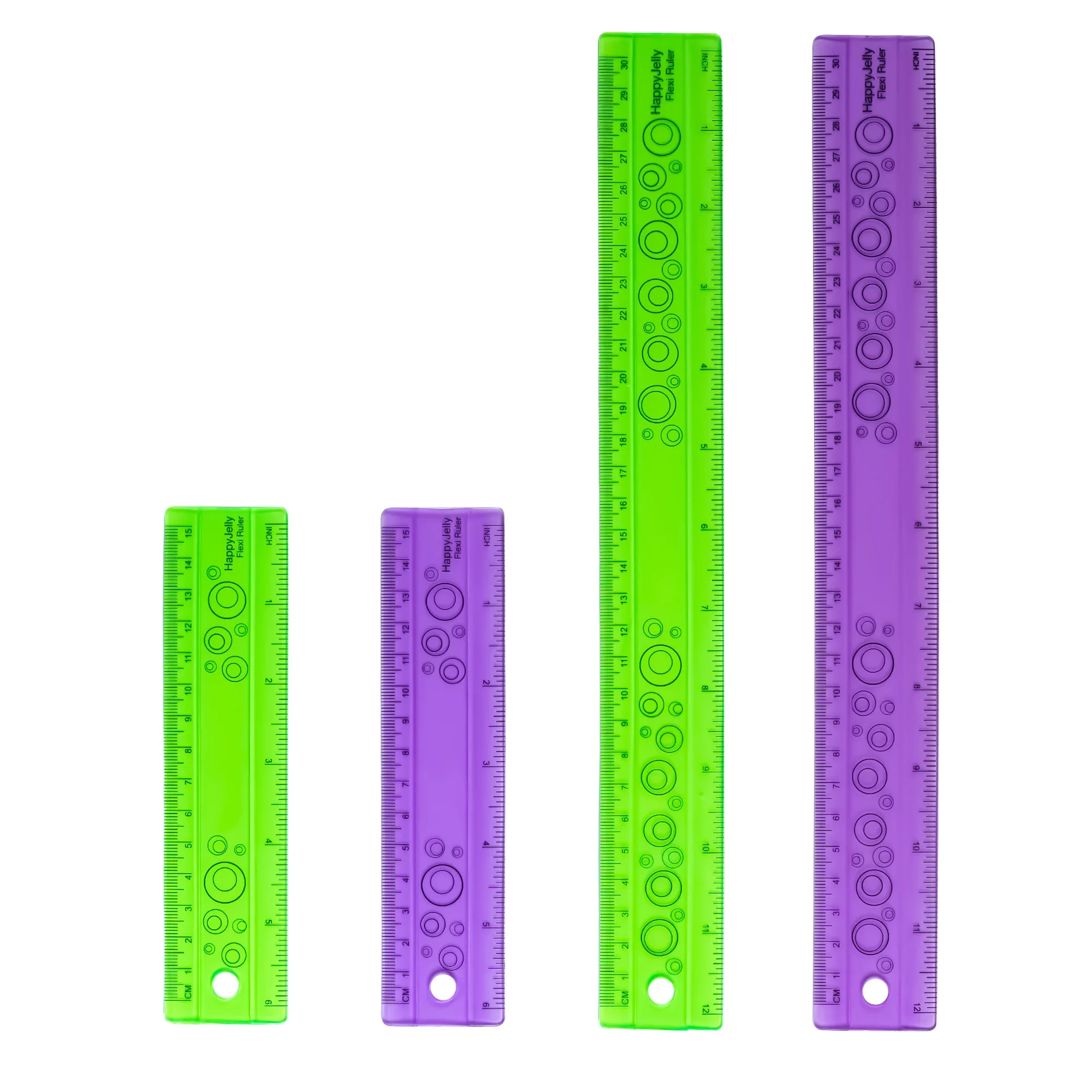 Régua Reta De Plástico Flexível, Papelaria Estudante, Material Escolar E Escritório, Acessório De Desenho, Verde, Roxo, 15 cm, 30cm