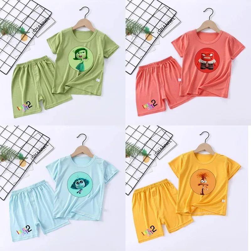 

Disney Inside Out Sleepwear Cartoon Children Modal Short Sleeve Set Boys and Girls Summer New Pajamas Set Home Wear Nightgown