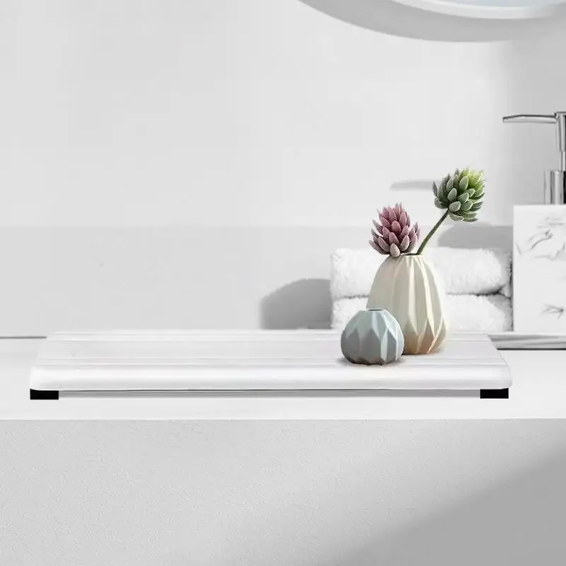 Stone Soap Tray 4X Absorbing Stone Tray For Sink 4 Pieces Super Absorbent Faucet Mat Soap Holder Modern Decor Bathroom Supplies