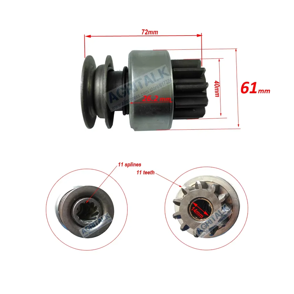 Bendix (drive pinion) for starter motor QDJ132A / QDJ1332A suitable for Laidong engine