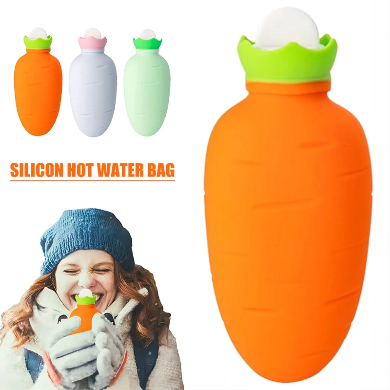 

Новая детская резиновая грелка для рук в виде моркови, многоразовая бутылка для горячей воды с инъекцией воды и изоляцией, сумка для горячей воды