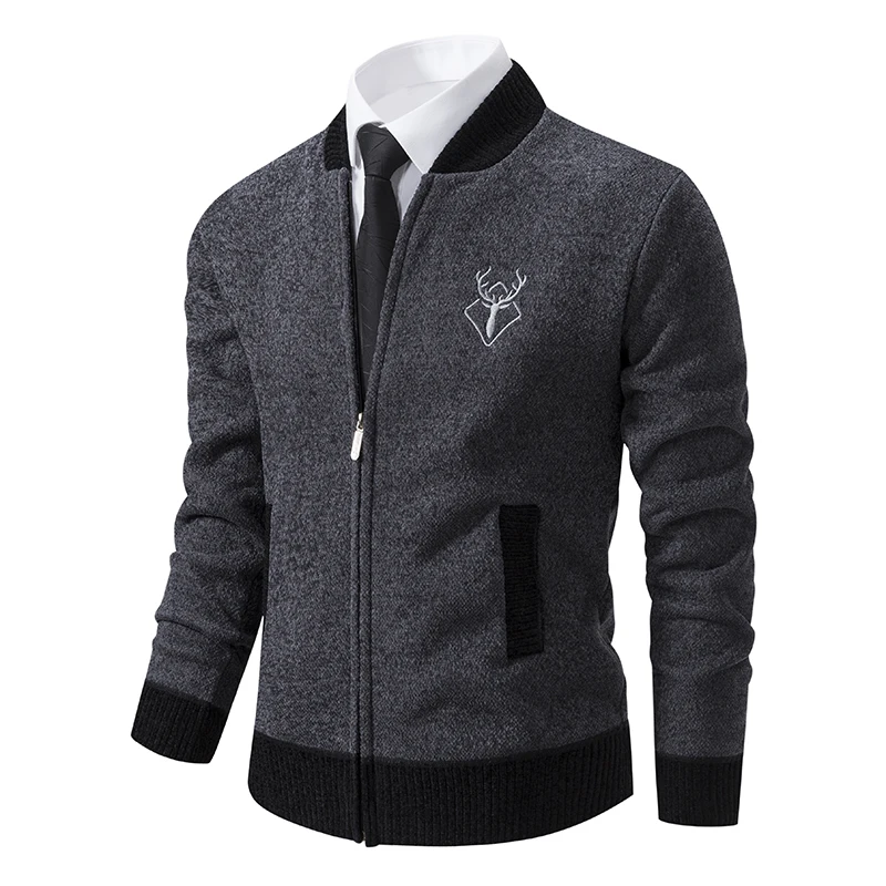 Male Plush Jacket Autumn Patchwork Sweater Coat Cold Blouse Korean Golf Windbreaker Y2K Men\'s Clothing Fleece Hombre Overcoat