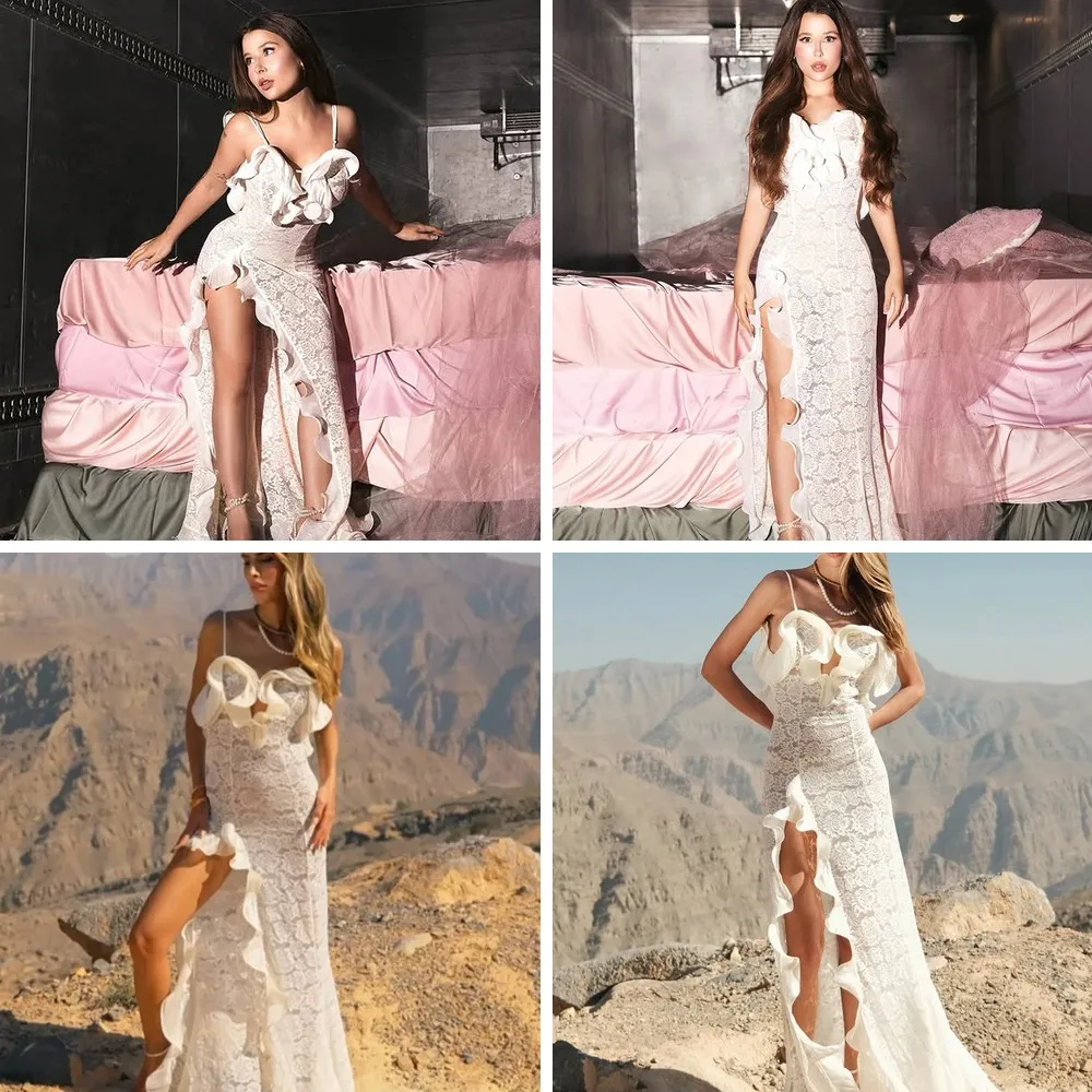

Sexy Lace Hollow Backless Dress for Women, V-Neck Sleeveless Beach Dress with Slit (Character Count: 73)