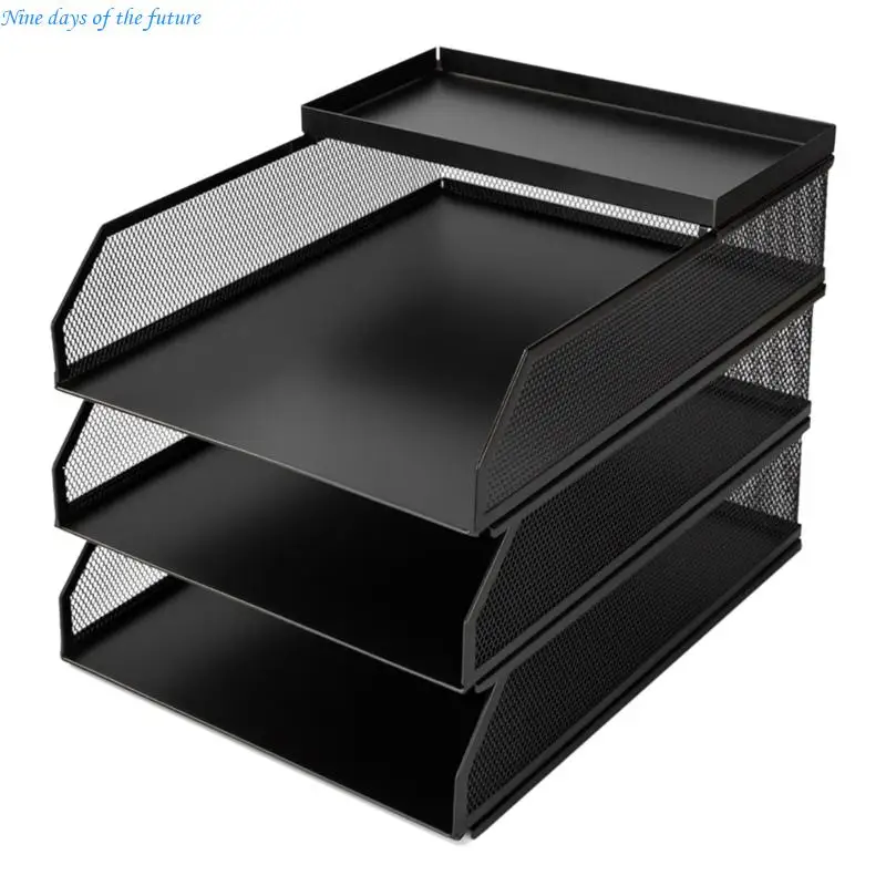 3/4 Tiers Desk Organiser Paper Storage Letter Tray Desk Storage Organiser Filing Trays for Home Office School E65A