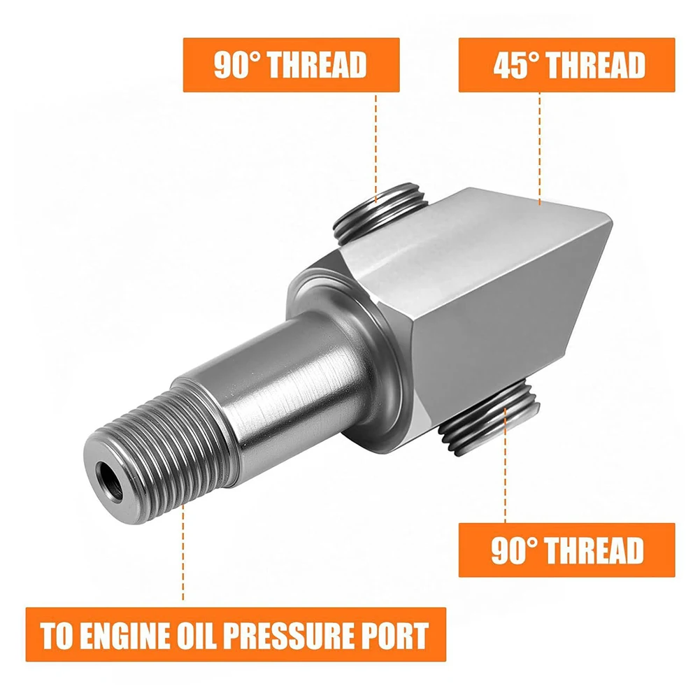 Stainless Steel Hydraulic Sensor Adapter 1/8-27 NPT Threaded Fitting For Oil Pressure Gauge Installation Space Saver