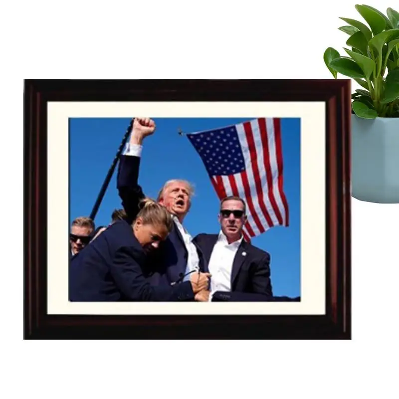 25x20cm Fight Continues Trumps Photo Frame Celebrity Fist Portrait Poster For Patriots 2024 Picture Frame Home Decoration