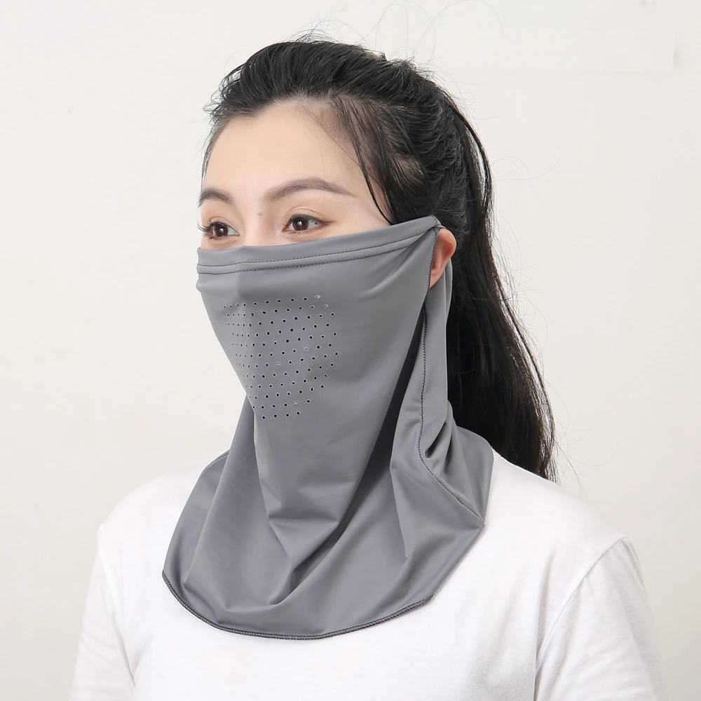 Breathable Face Scarves Summer Outdoor Face Scarf Sunscreen Face Cover Bib Ice Silk Mask Neck Wrap Cover Sun Proof Masks