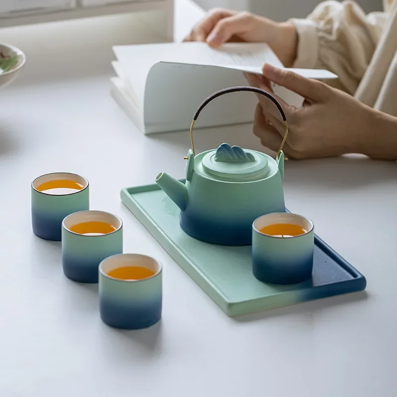 Gradient Ceramic Kung Fu Tea Set Event Commemorative Annual Meeting Business Gift Unique Luxury Tea Ceremony Gift Set Colorful