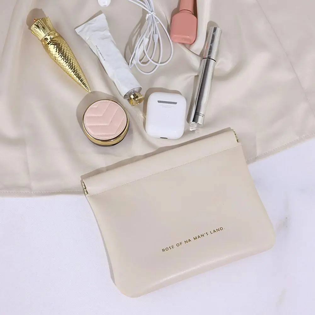 Self-closing Cosmetic Bag Pocket Cosmetic Bag Squeeze Portable Makeup Pouch Data Cable Lipstick Jewelry Mini Storage Bags