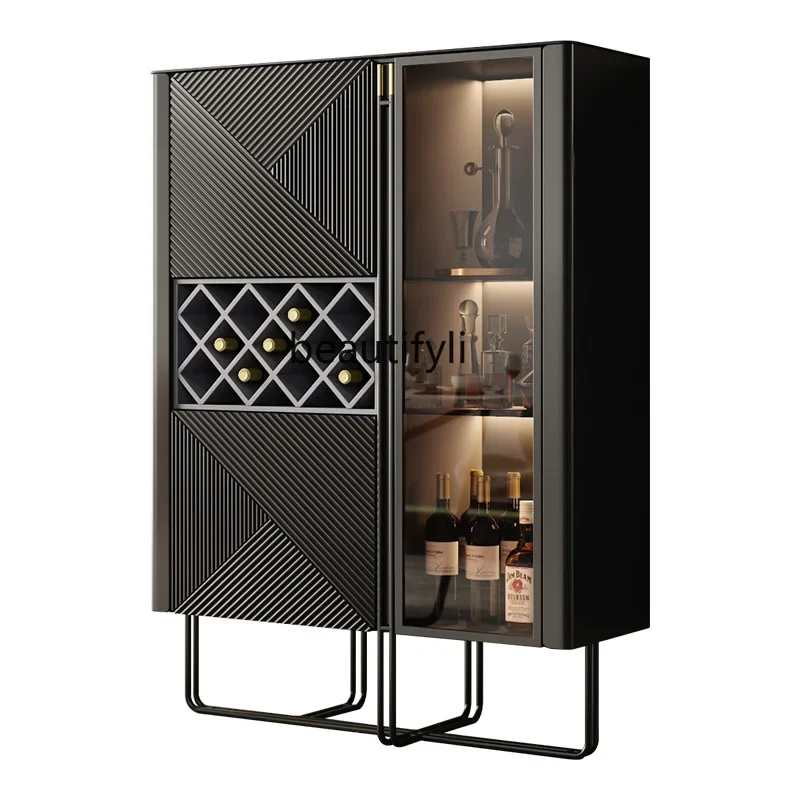 

Italian Black Green White Black Wine Cabinet Modern Minimalist Villa Living Room Stone Plate Tall Wine Cabinet