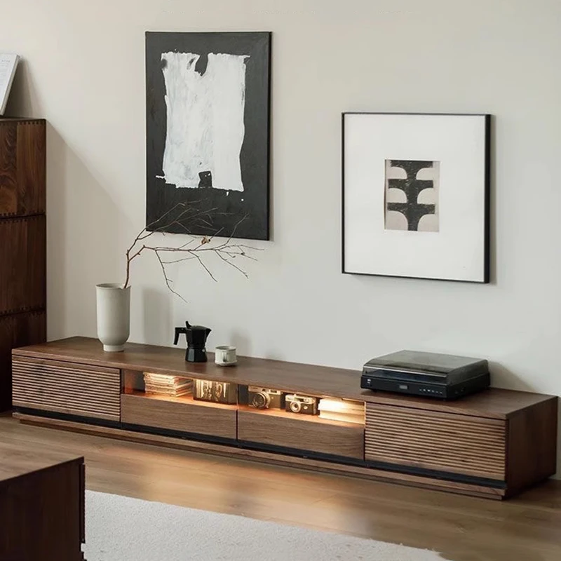 Led غرفة المعيشة الذكية حامل تلفاز الخشب الجمالية الحديثة تسريحات طاولة تلفاز فاخرة عرض المنظم موبليس الفقرة التلفزيون أثاث المنزل #4