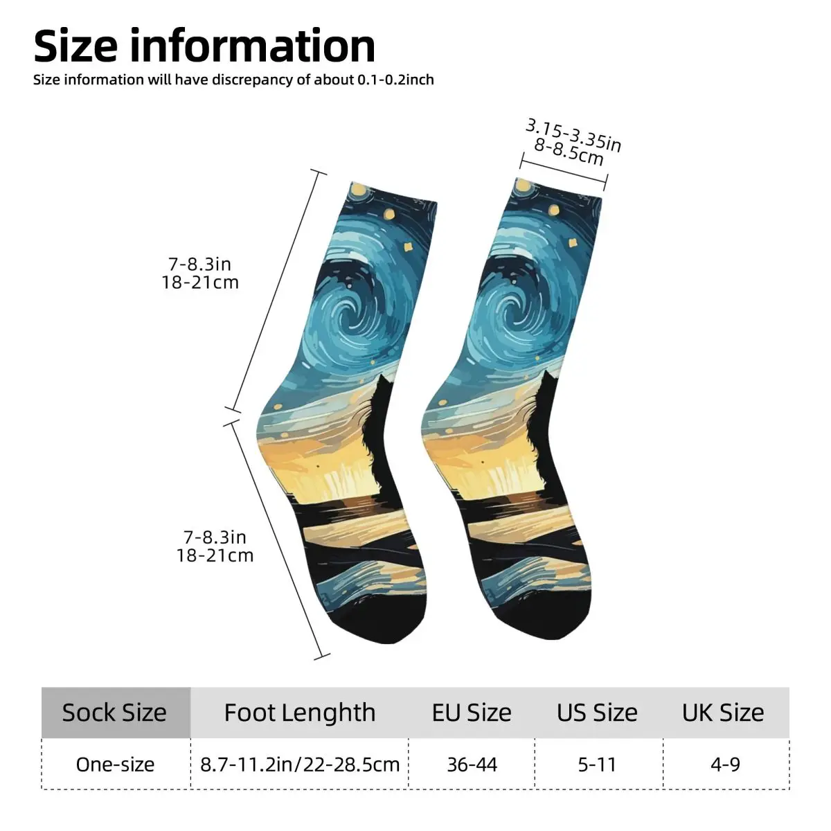 All Seasons Crew Stockings Cat And Starry Sky Design Socks Crazy Hip Hop Long Socks for Men Women Valentine's Day Gifts