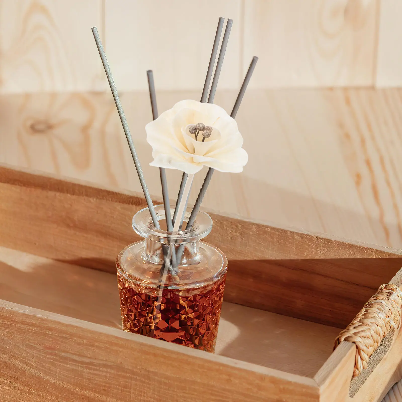 5Pcs Detailed Peony Flower Diffuser Sticks Handmade Realistic Appearance Home Office Fragrance Decor Diffuser Set Flameless