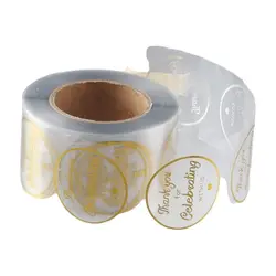 500Pcs Thank You for Celebrating with us Stickers, 1.5 inch Gold Foil Round Clear Stickers Roll for Gift Sealing, Party Decor