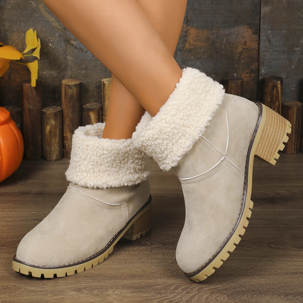 Dames Suède Laarzen Lente En Herfst Ondiepe Laarzen Mode Outdoor Ronde Neus Casual Schoenen Voor Vrouwen Winter Warm Houden Laarzen