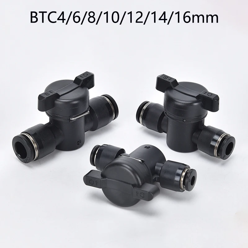 1Pc 4/6/8mm Hand Valve Pipe Fitting Pneumatic Valve Quick Joint Connector Current-limiting Push In Turn Switch Manual Ball Valve