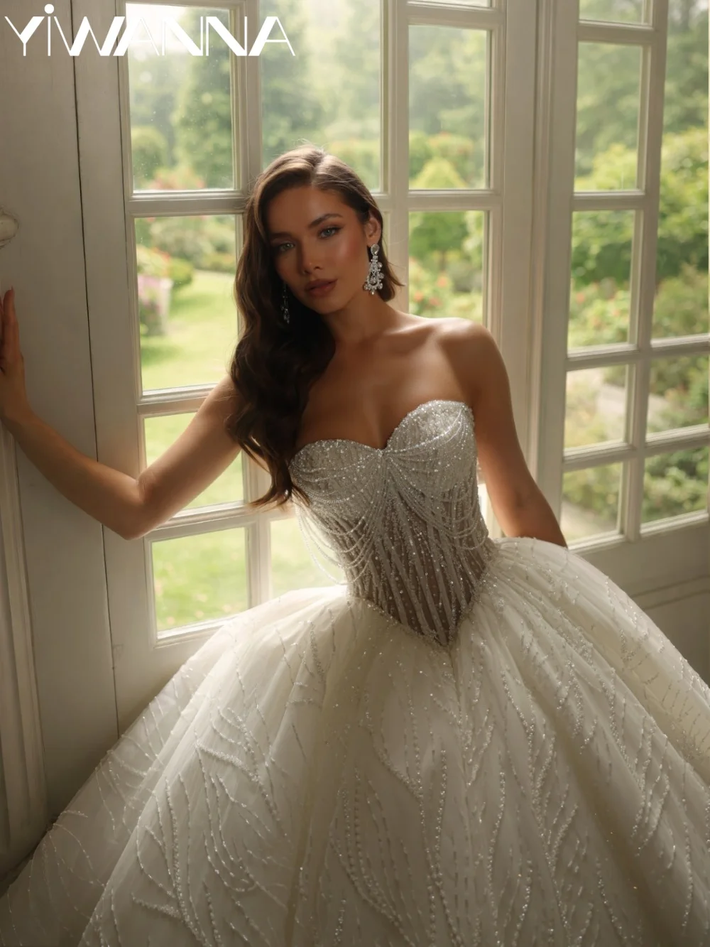 Ivory Dazzling Beaded Wedding Dress Romantic Sweetheart Neck Bridal Gown 2026 New Customized Exquisite Long Dresses For Bride