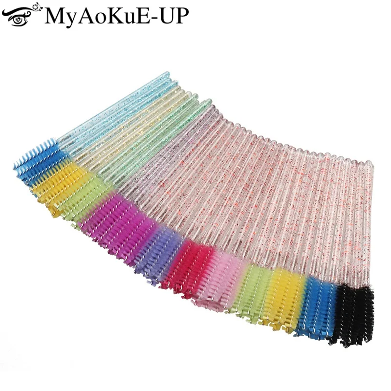 100/200pcs Crystal Eyelash Makeup Brush Eyelashes Extension Microbrush Mascara Applicator Spoolie Brushes Lash Tech Supplies