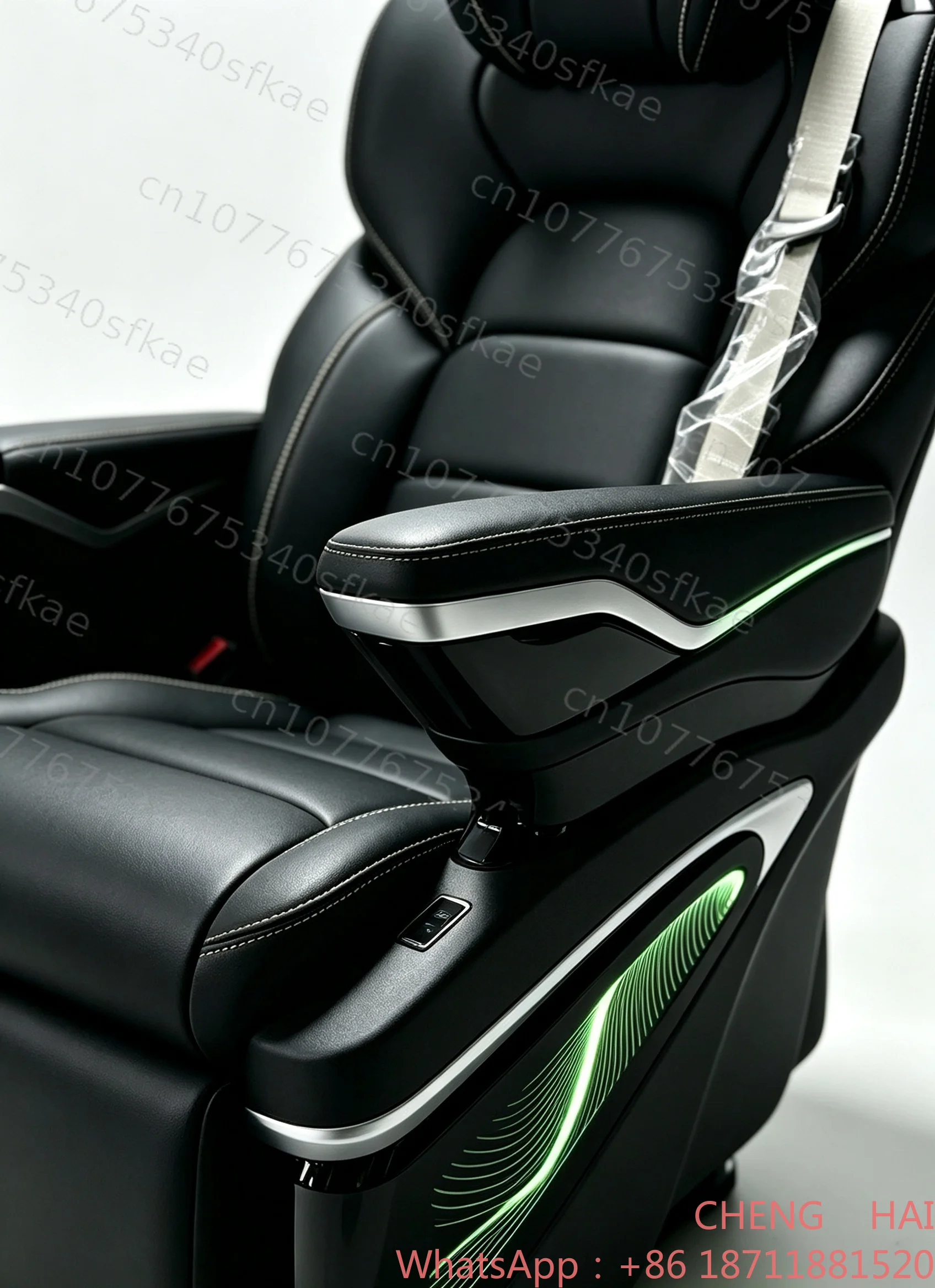 Customized CHENG HAI Black Nappa Leather MPV Modified Seat With Multiple Electric Functions and Ambient Light, Luxury Aviation C