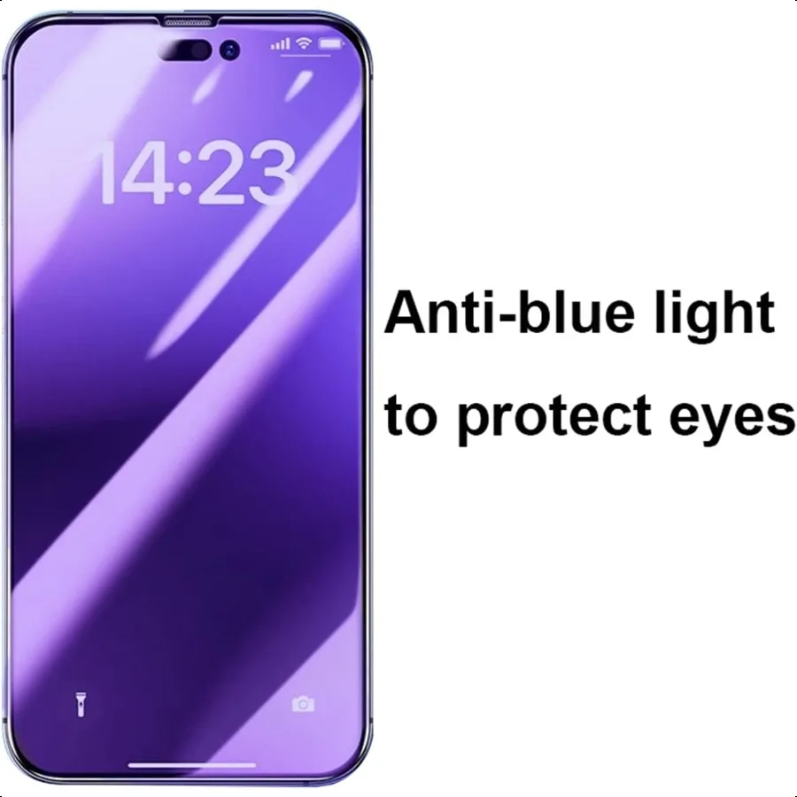 Confezione da 2 vetri temperati antiblu per la privacy per iPhone 16 Pro Pellicola salvaschermo anti-spia Pellicola anti-peeping da 6,3 pollici Blu