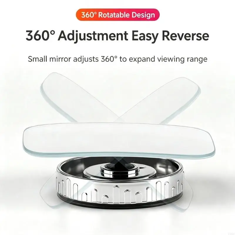 Car Side View Helper Auxiliary Mirror Set, Suction Cup Mount, 2 Mirror Add On Design with Adjustable Viewing Support Daily New