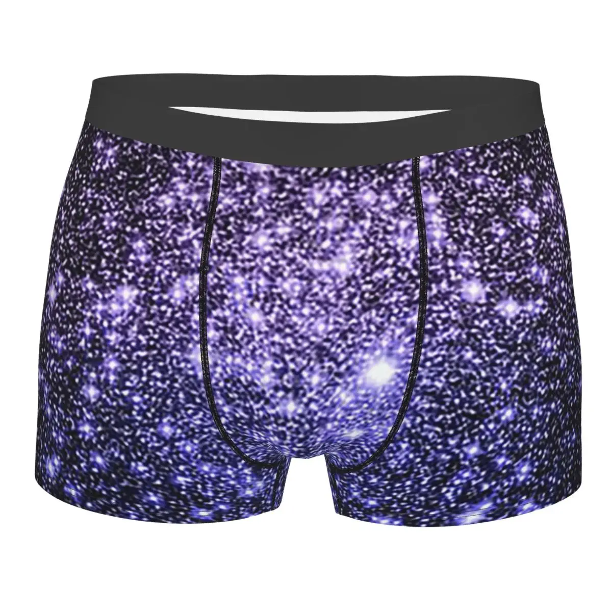 Boxer Underpants Shorts Galaxy Sparkle Stars Lavender Periwinkle Blue Ombre Panties Male Breathable Underwear Homme Man Gifts