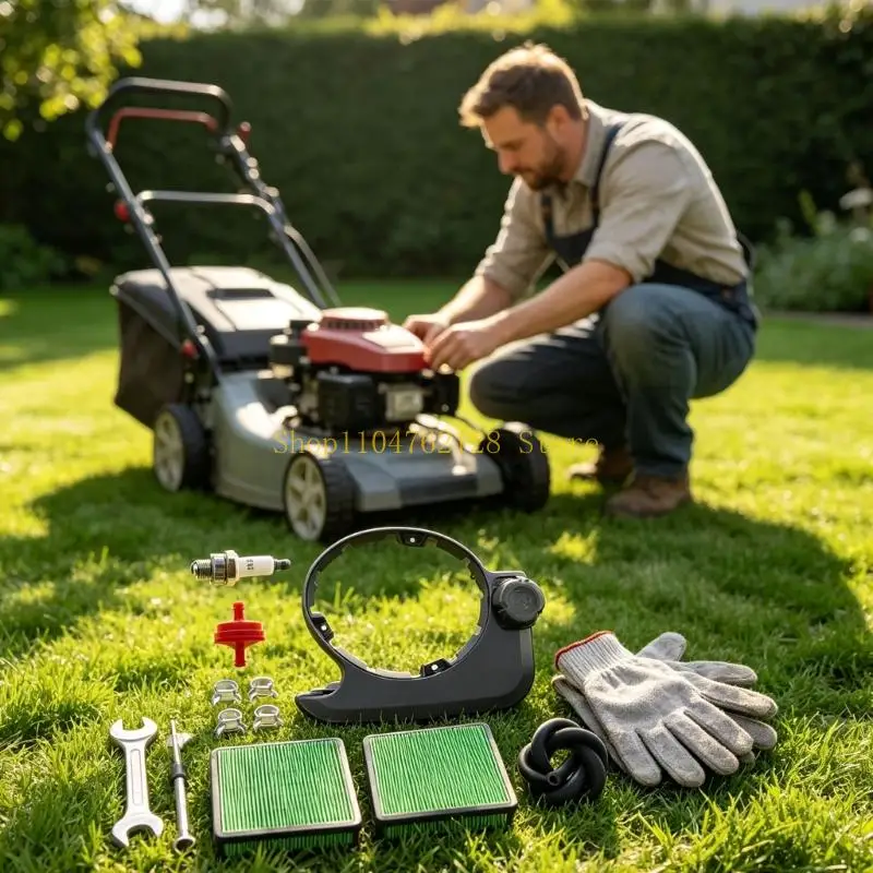 Mower Tune Up Parts with HDPE Housing Air Filters Starter Part Line Filter Hose and Clamps for Replacement Repair and Seasonal