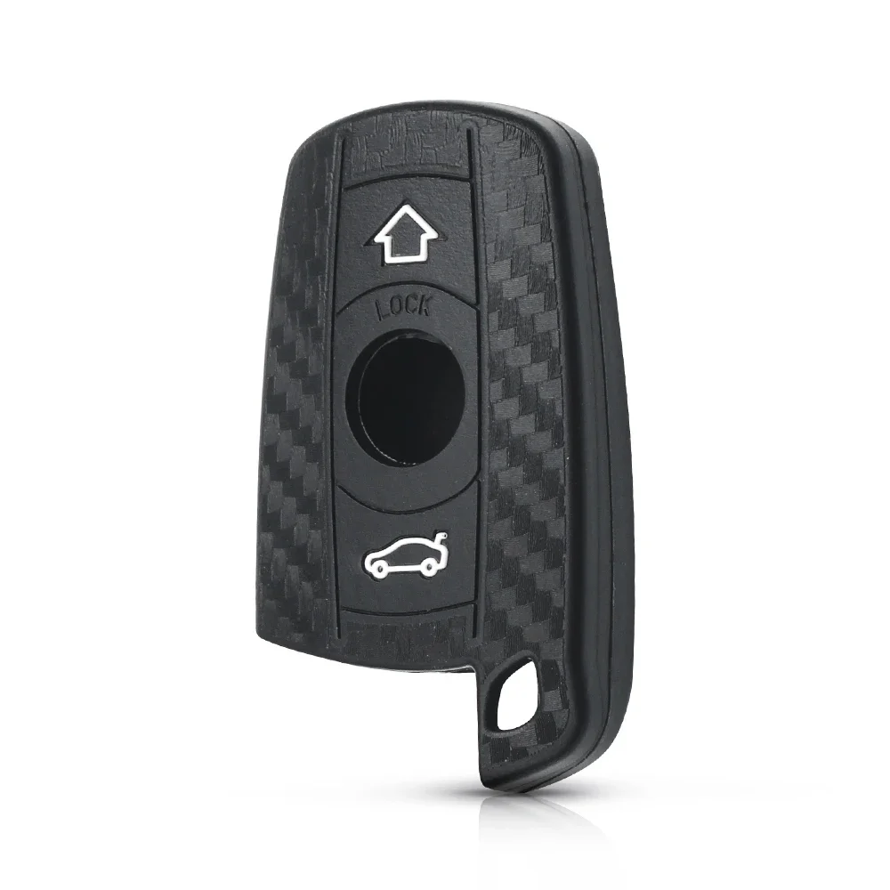 KEYYOU Carbon Fiber Key Case For BMW X1 X5 3 5 Series E90 E91 E92 E60 Silicone Cover