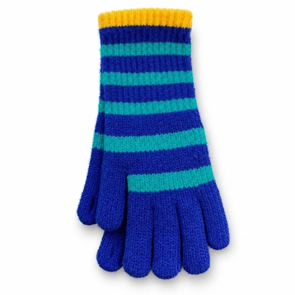1 Pair Colorful Striped Knitted Gloves Touchable Screen Lengthened Full Fingered Gloves Warm Thickened Winter Women's Gloves