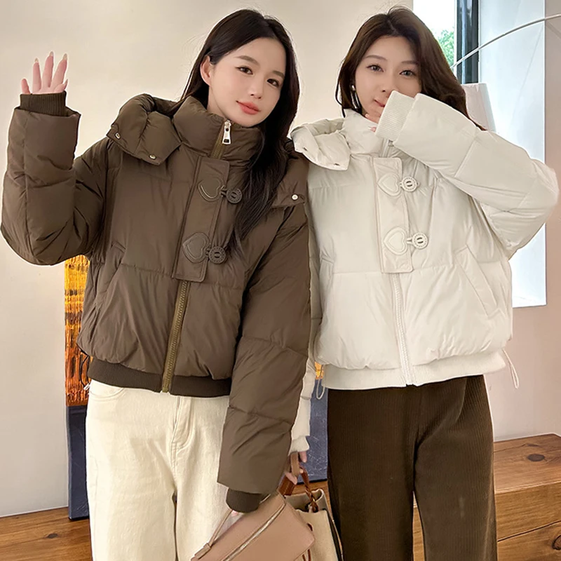 2024 novo inverno jaqueta feminina parkas casaco grosso quente algodão acolchoado casaco feminino inverno outwear solto curto para baixo jaqueta de algodão topos