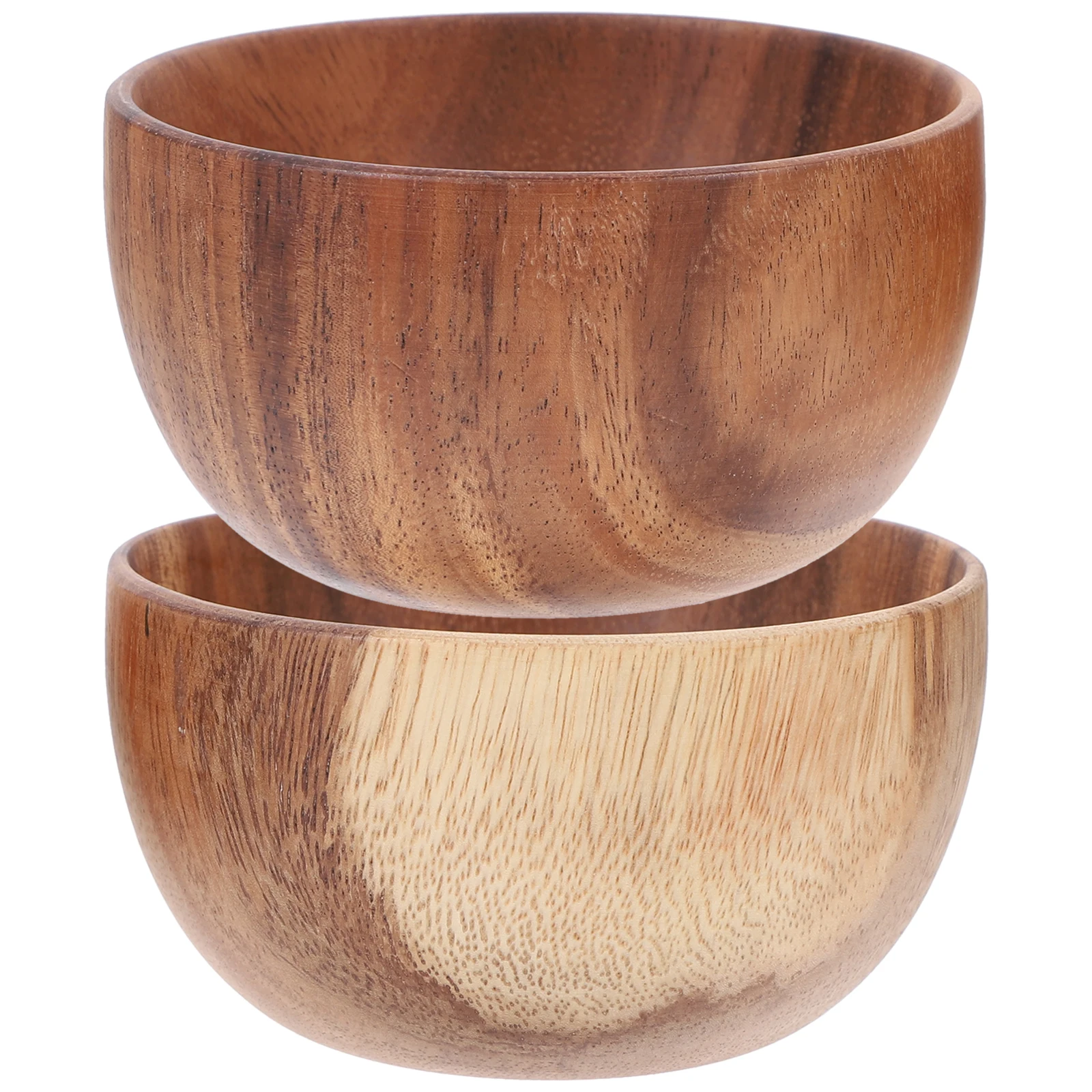 

2 Pcs Wooden Bowl Set Serving Large Small Salad Bowls Fruit Japanese Rice Household