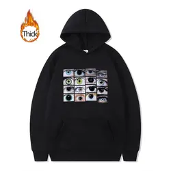 Eyes Print Thick Hoodie Harajuku Punk Men Women Eyes Y2k Hoodie Clothes Grunge Oversized Goth Sweatshirts For Cool Girls Boys