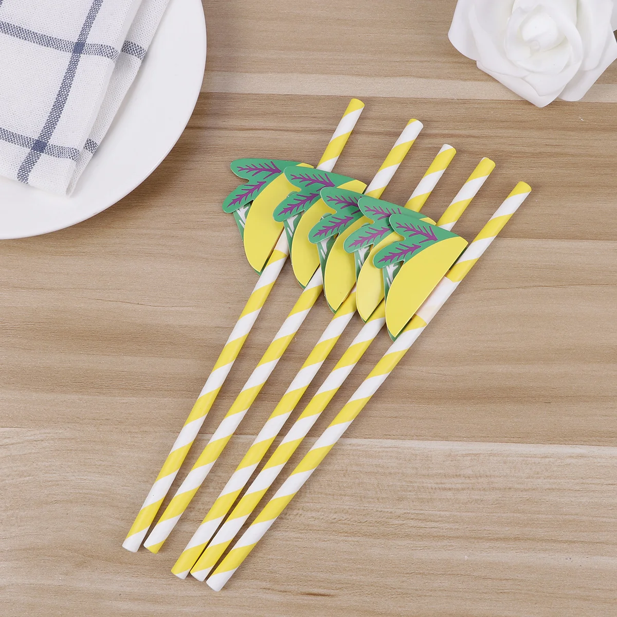 

25Pcs Lemon Fruit Design Disposable Honeycomb Ball Drinking Straws for Coffee Tea Smoothies Disposable Straws Drinking Pipettes