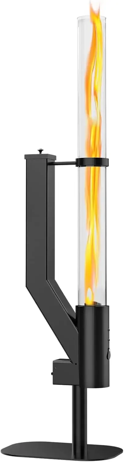 58 Inch Pellet Stove, Outdoor Decorative Wood Pellet Heater Burning Fireplace for Ambiance – Smokeless Flame for Patio Backyard
