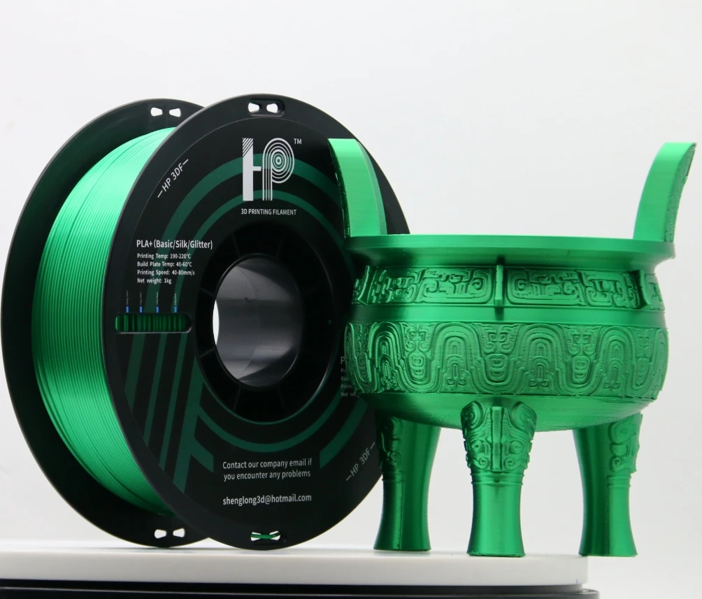 HP3DF 3D Printing Filament, Silk Green PLA Filament, 3KG(3rolls) 1.75mm, Accuracy +/- 0.02mm, Fit Most FDM Printers