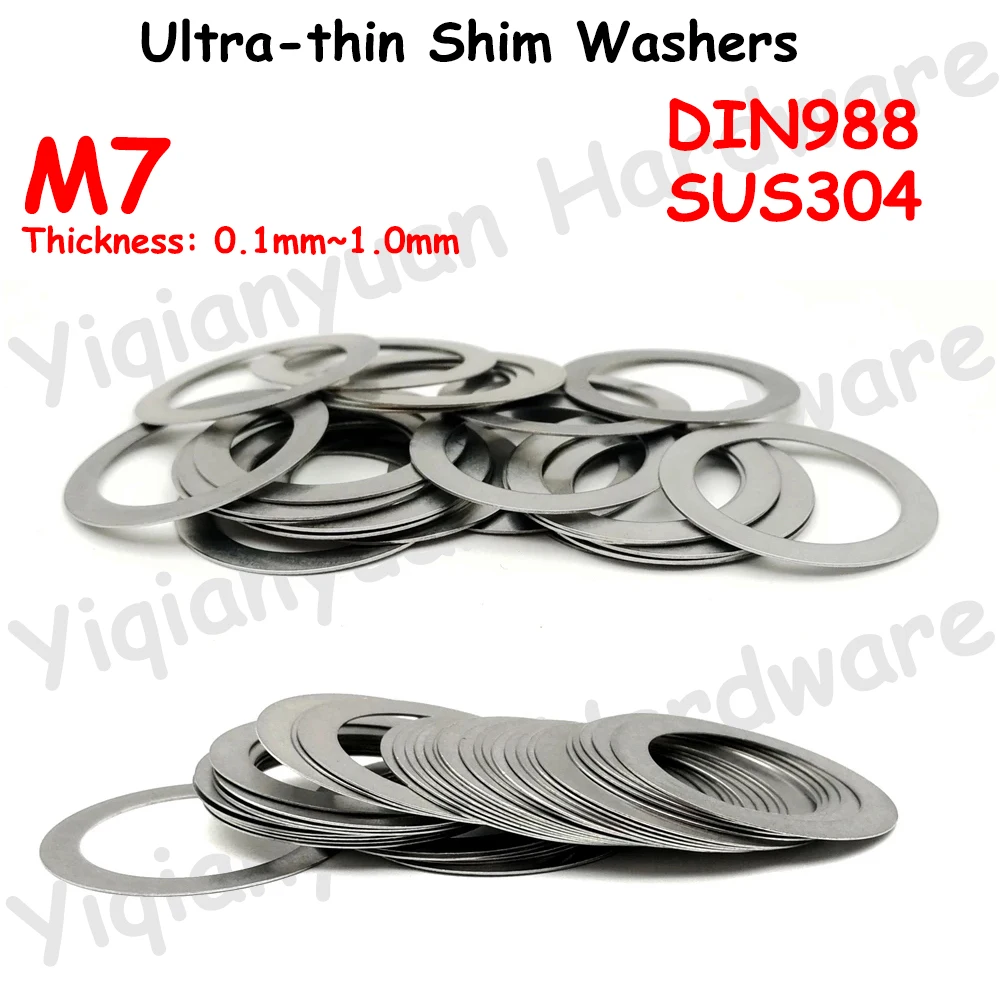 

Yiqianyuan M7 DIN988 SUS304 Stainless Steel Adjusting Shim Washers Ultra-thin Plain Washer Flat Gaskets