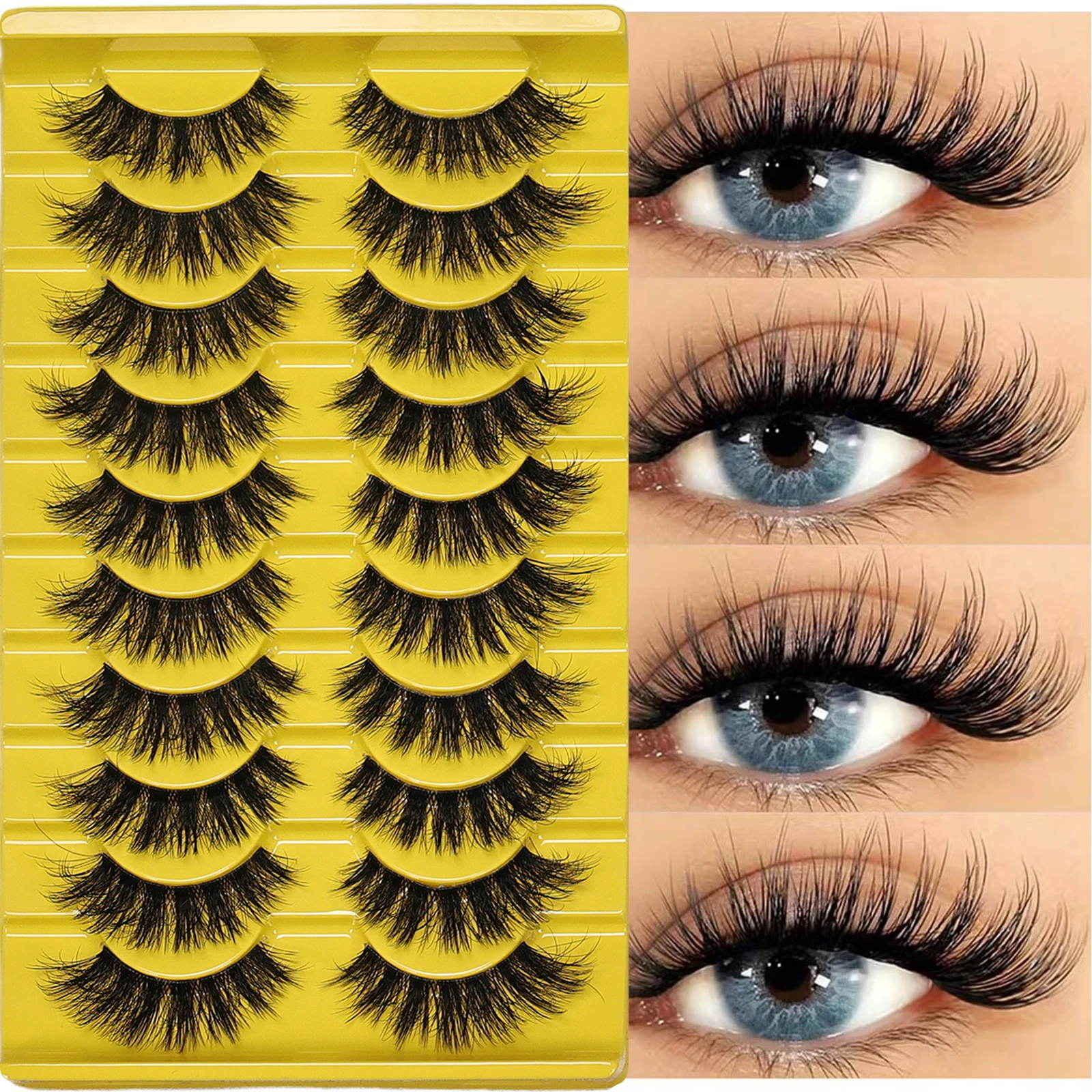 10 Paar 3D Flauschige Unordentliche Nerz-Kunstwimpern, Wiederverwendbare Wimpernverlängerungen, Anfängerfreundliche Künstliche Wimpern für Tägliches Casual-Make-up