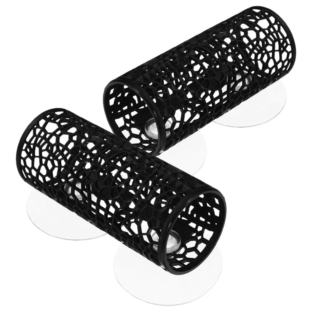 

2pcs Fish Tank Decor: Hollow Betta Fish Tunnel Hideout For Aquarium Shrimp Habitat Black Compatible With Small Pet House