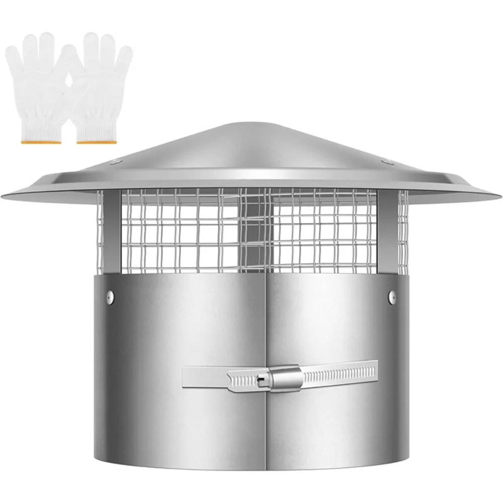 

6" Cone Top Chimney Cap w/ Screen, Adjustable Round Roof Rain Chimney Cover