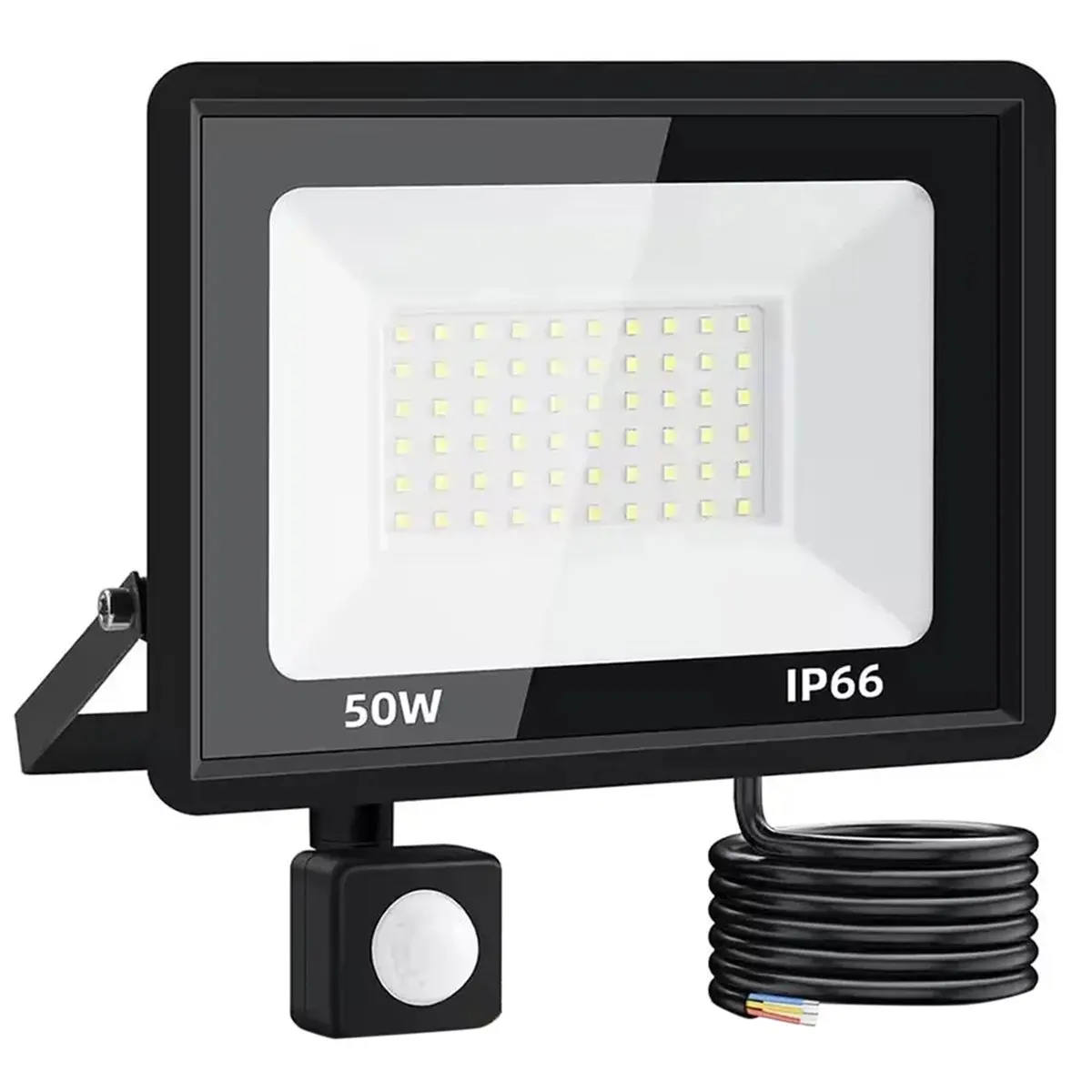 AA19 LED Floodlight 50W Outdoor Spotlight with Motion Sensor Detector Lamp External Headlamp Focus Lighting US Plug