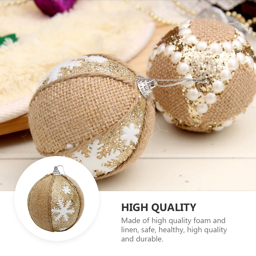 

2Pcs Christmas Ball Hanging Pendant Linen Ornament Ideal for Tree Banister Table Centerpiece Party Holiday Decoration