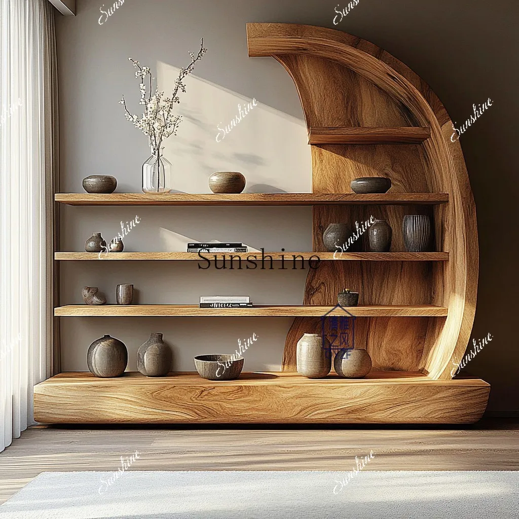 Log wind Bogu shelf study tea room Duobao Pavilion Song's aesthetics display B & B hotel furniture  FT