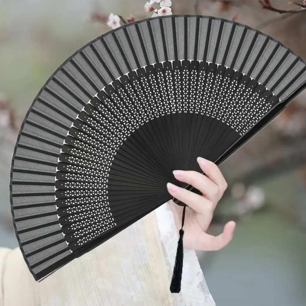 Elegant Bamboo Folding Fans for Dance Music Festival Wedding Decor Lightweight Hand-held Fans for Church