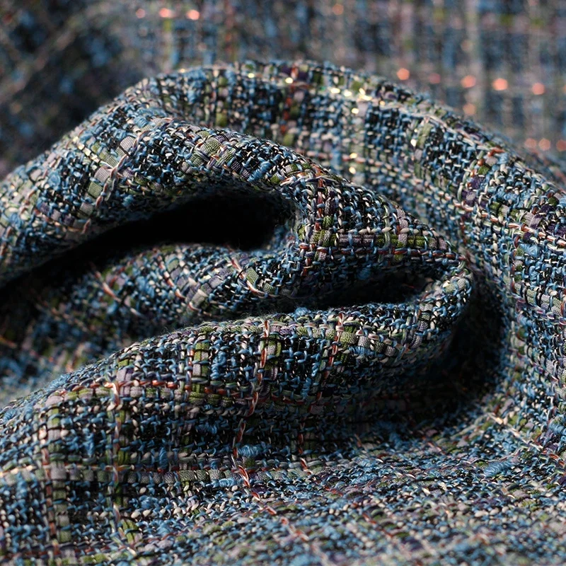 Redraspberry France Blue Stereo Plaid Tweed Fabrics Garment Material Autumn Women Jacket Coat Sewing Cloth Tailor Freeshipping