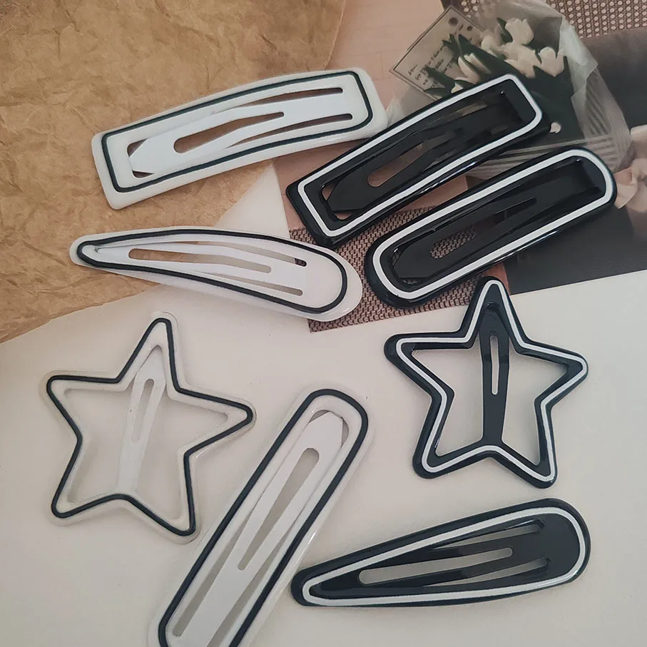 

2pc Classic Simple Black White BB Hair Side Clips Retro Hairpin for Women Girls Korean Hair Accessories Ornament